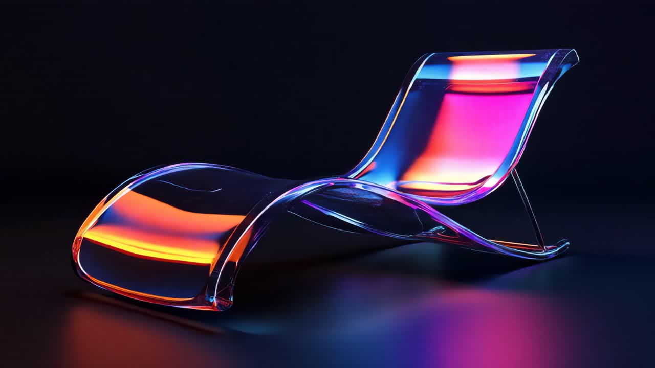 Abstract Neon Glass Chair