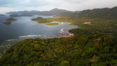 flying over caribbean coastline in panama