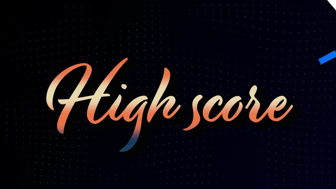 Animation of high score text and shapes on black background