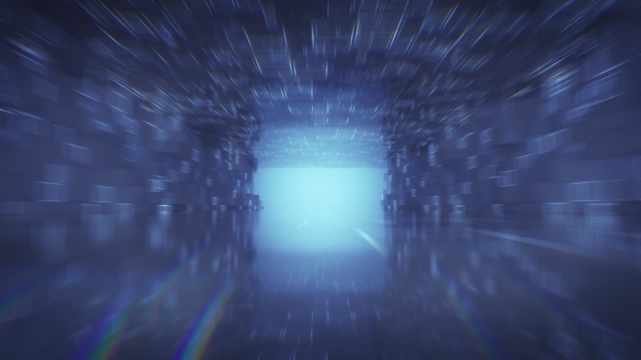 vuelo a través de túnel futurista bucle sin costuras animación de renderizado 3d