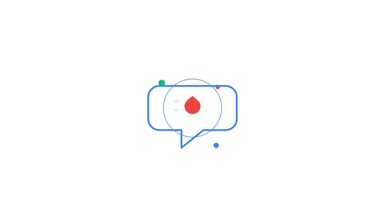 Animated Speech Bubble Icon with Blood Drop Symbol