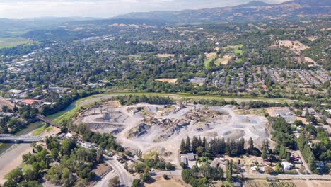 Aerial-View-Of-Cement-Production-Plant-And-Ready-Mix-Concrete-Industry-In-Healdsburg,-California