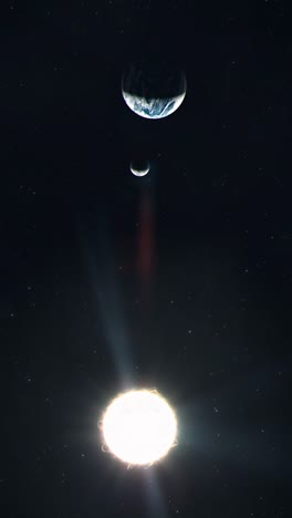 la tierra y la luna en el espacio