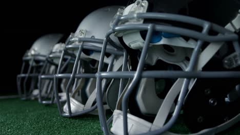 head gears arranged on artificial turf 4k