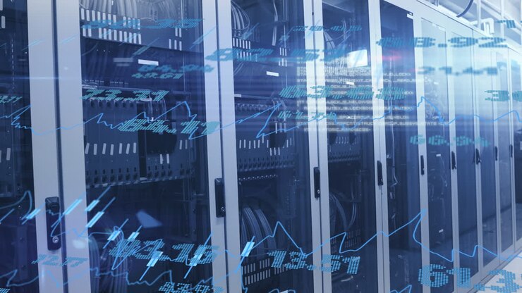 Animation of financial data processing over computer servers