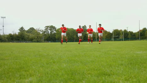 team mates running together