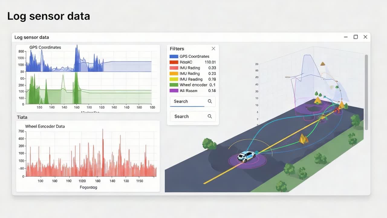 Visual Representation of Log Sensor Data: Analyzing GPS Coordinates and Encoder Readings with Filtering Features in a Dynamic Context
