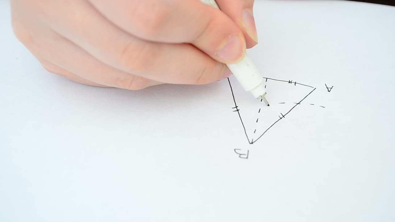 Triangle drawing, geometry. Corners and triangle