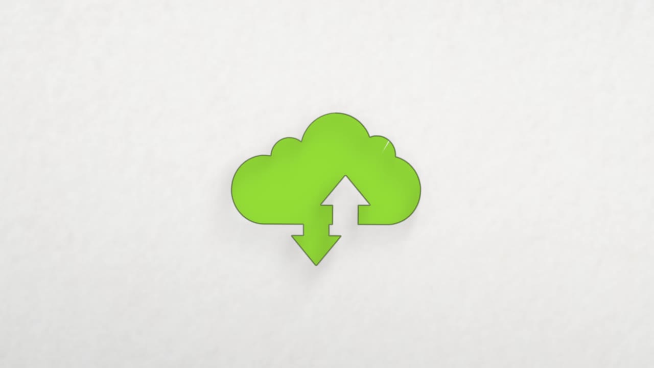 Cloud download and upload icon with color drawing effect. Doodle animation. 4K