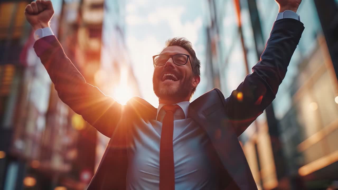 Successful Businessman Celebrating