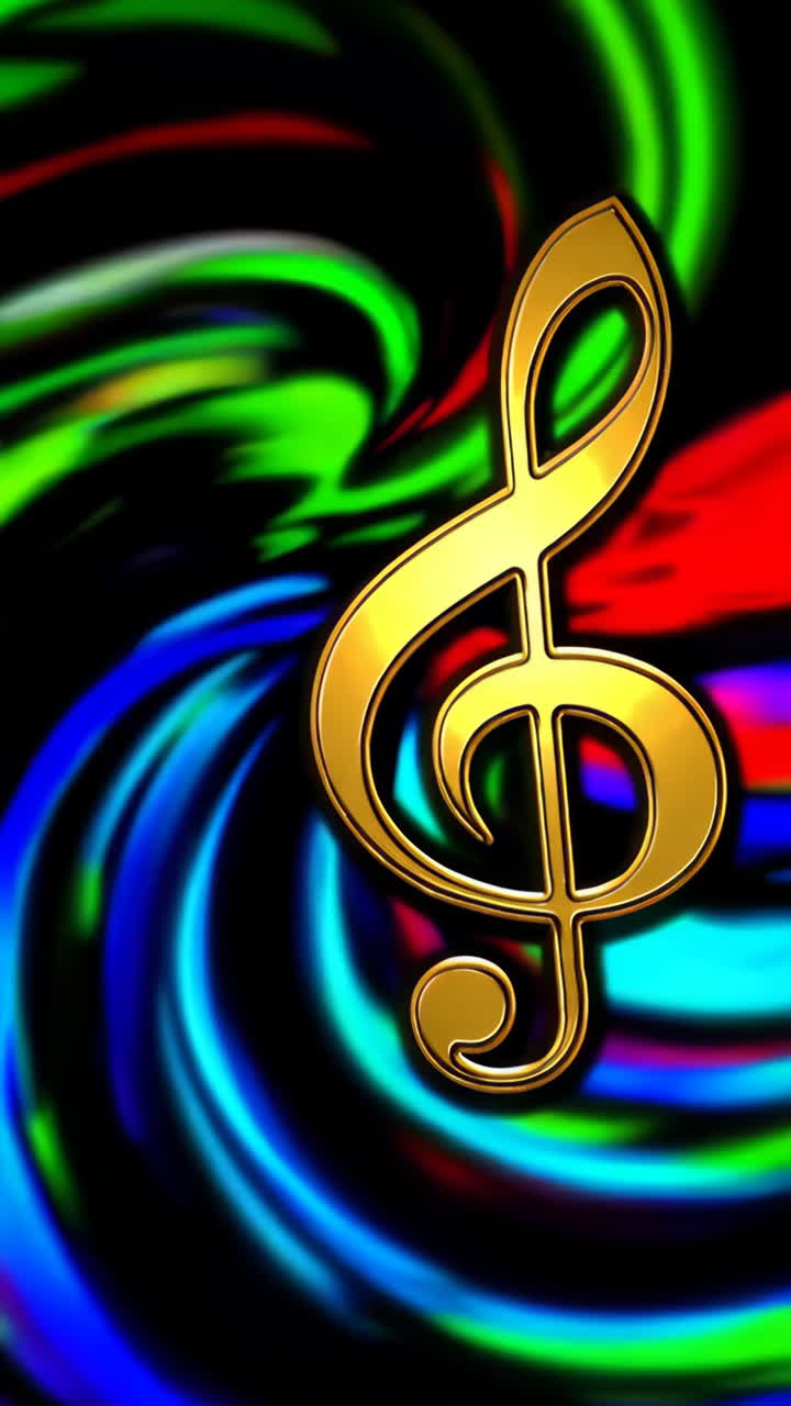Golden Treble Clef on Vibrant Abstract Background