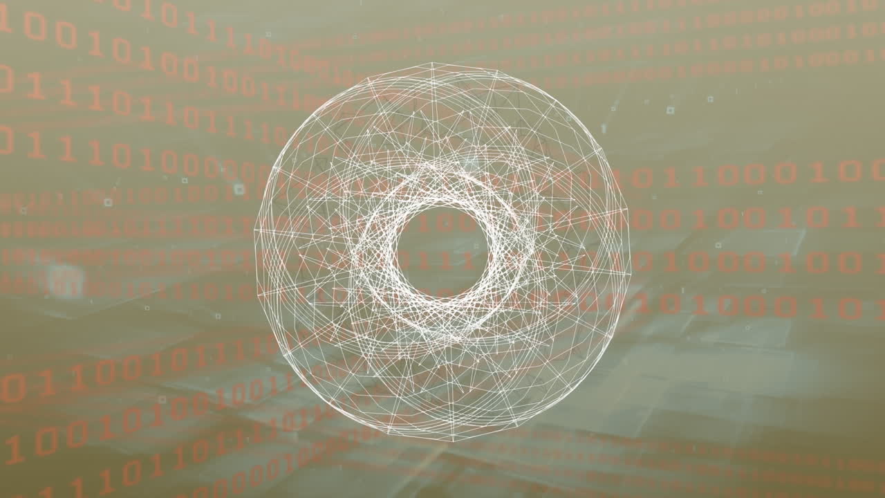 animación de círculos que giran sobre la codificación binaria