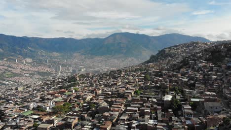 aerial drone shot over medellin comuna