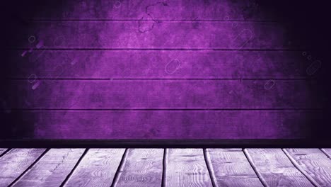 digital animation of purple light trails falling over wooden surface against purple background