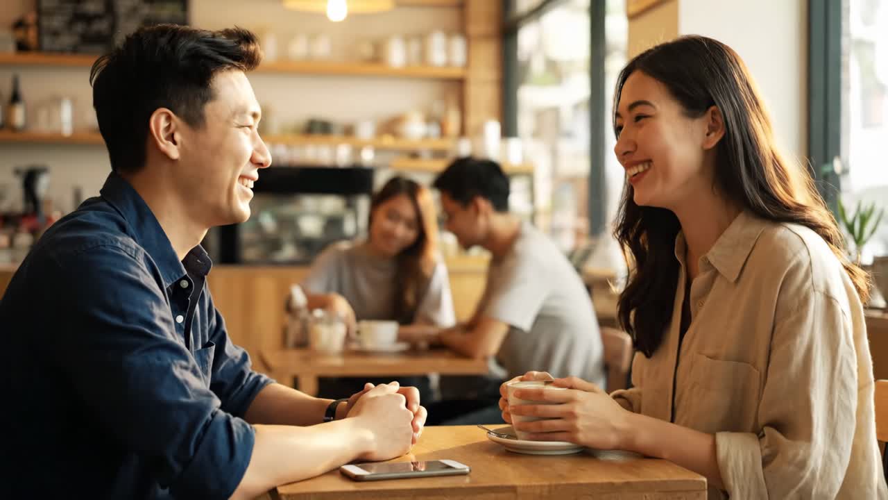Couple having coffee at a cafe