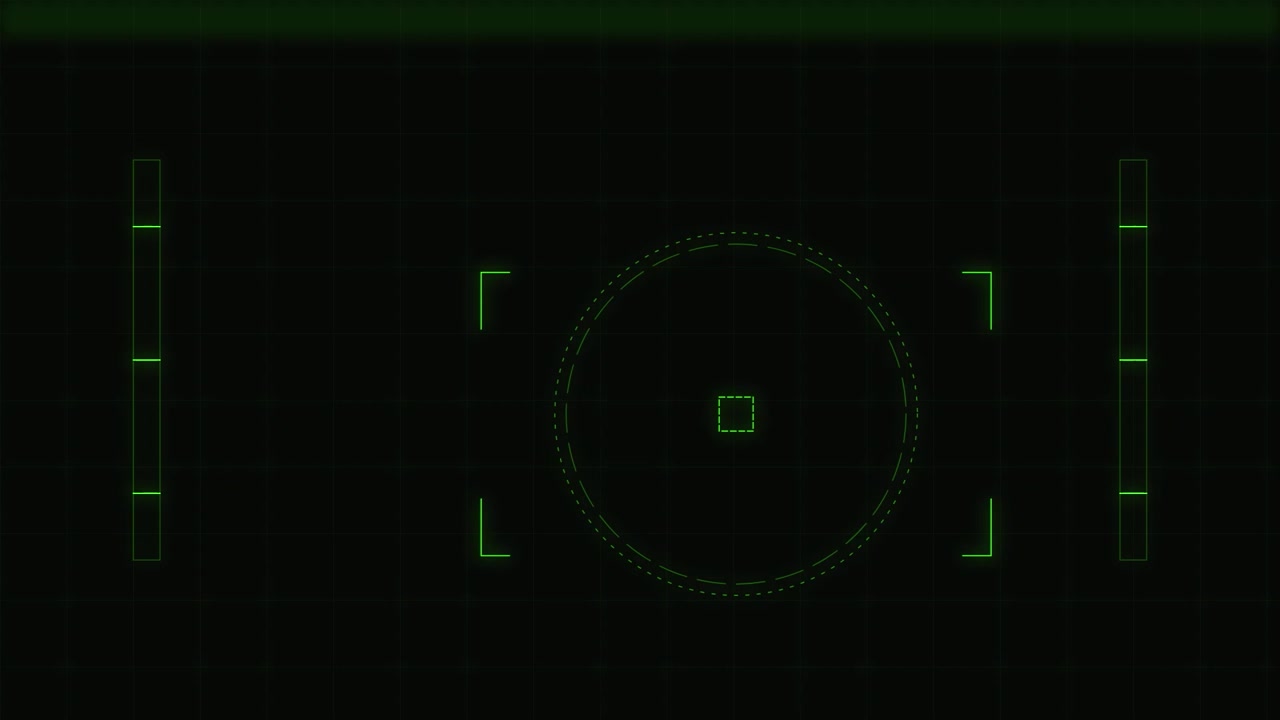 Digital Green HUD Interface With Scanning Motion