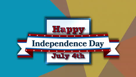 animación del texto del feliz día de la independencia con los colores de la bandera de los estados unidos