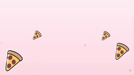 Animation-of-multiple-pizza-icons-on-pink-background