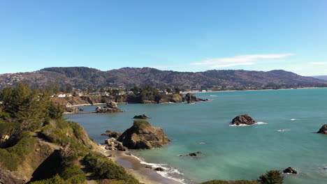 brookings, oregon, usa. drone backwards revealing chetco point