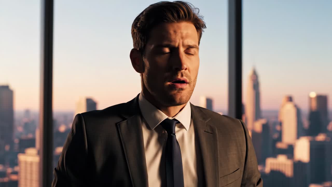 Businessman in City Office