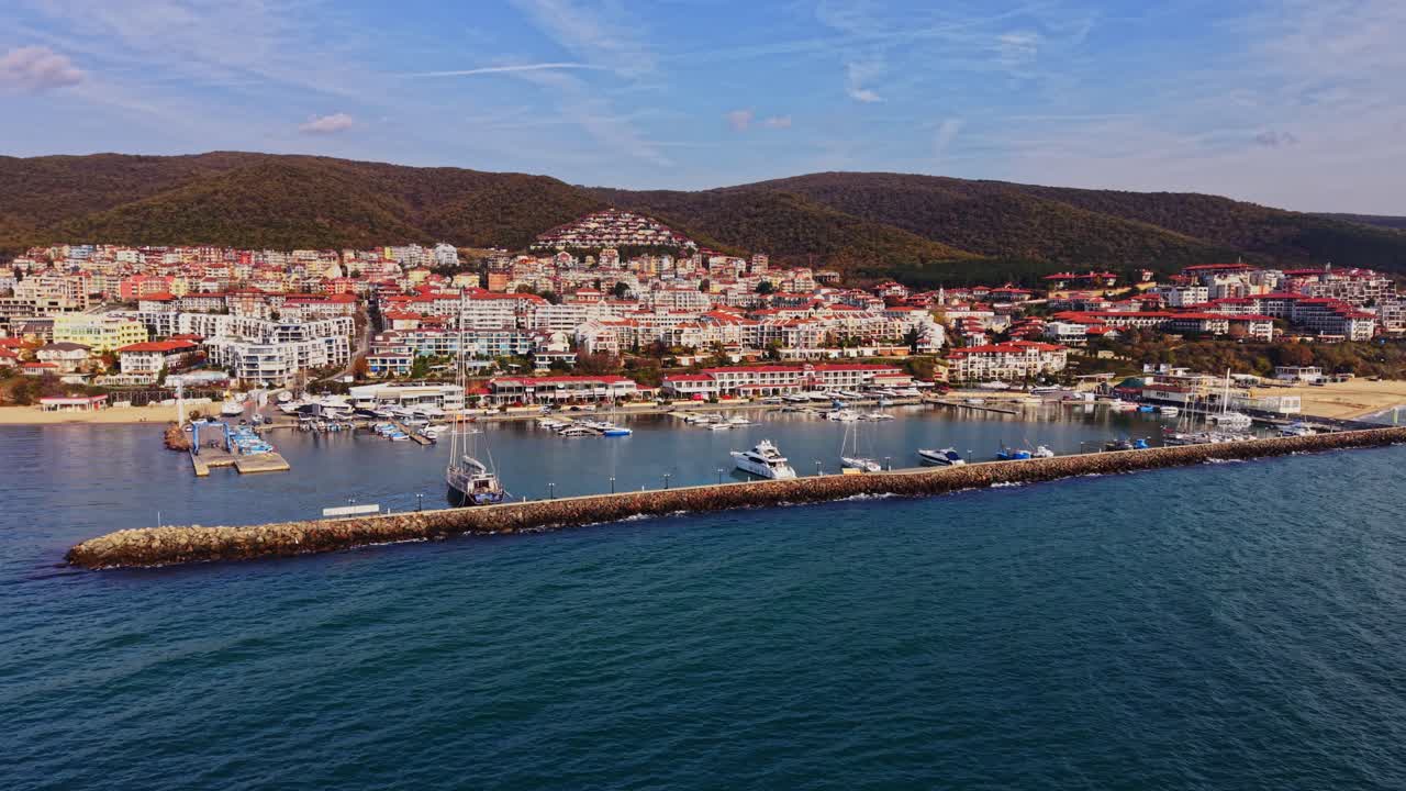 Stunning aerial view of a coastal town in Bulgaria by the sea