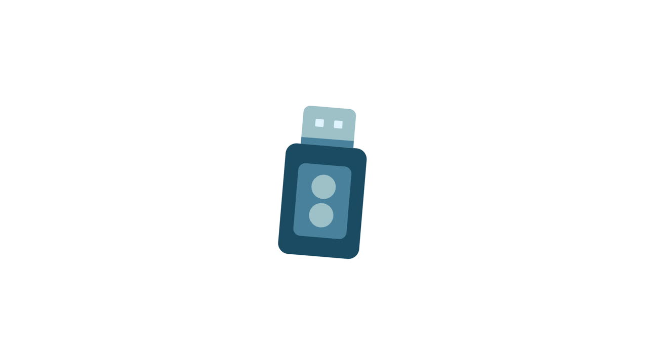 Animerad USB-minnesikon på vit bakgrund