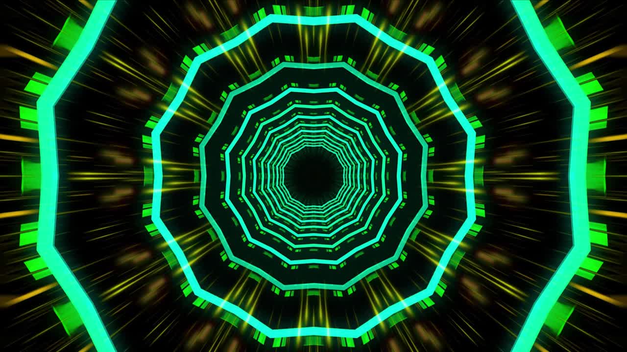 un colorido túnel de luz, una flor fractal abstracta, un fondo de caleidoscopio abstracto, una flor ornamental de mandala.