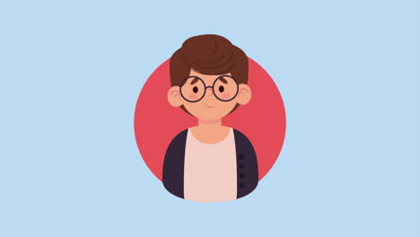 man wearing eyeglasses character animation