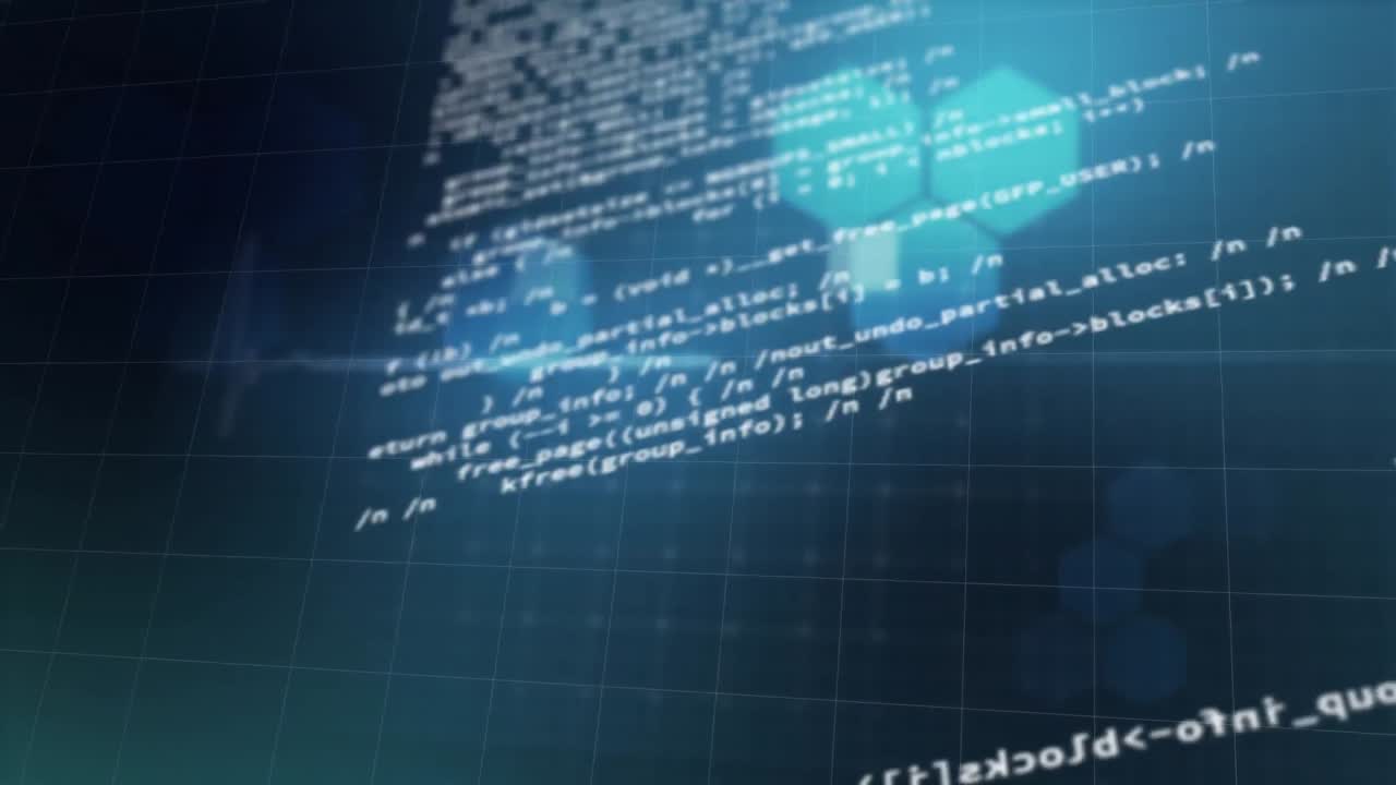 Animation of data processing on black background