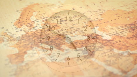 animation of clock over map