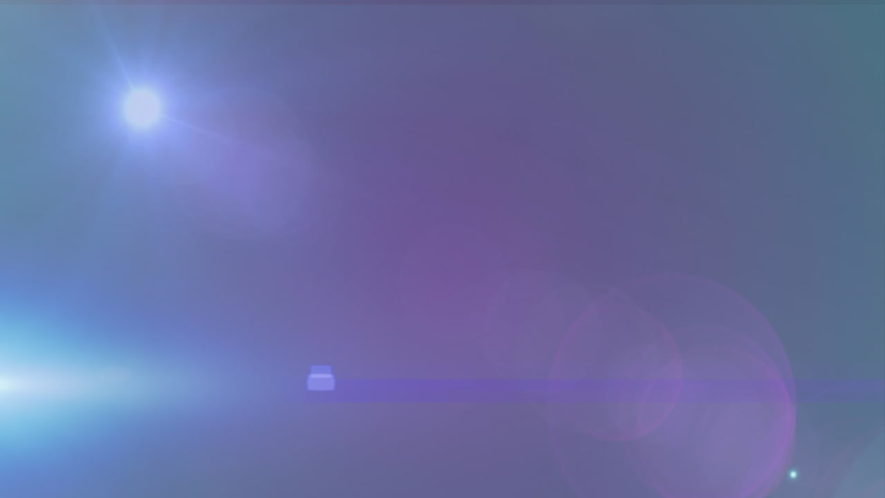 Animazione di punti luce colorati che si muovono su sfondo blu con spazio per il testo.