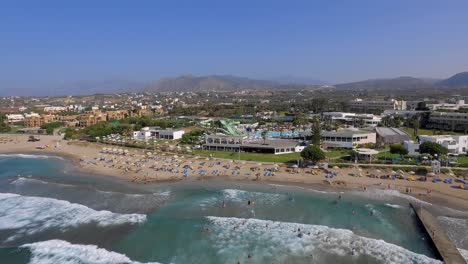 the touristic city hersonissos on crete. aerial shot