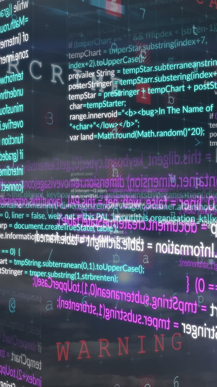 Animation of data processing on black background