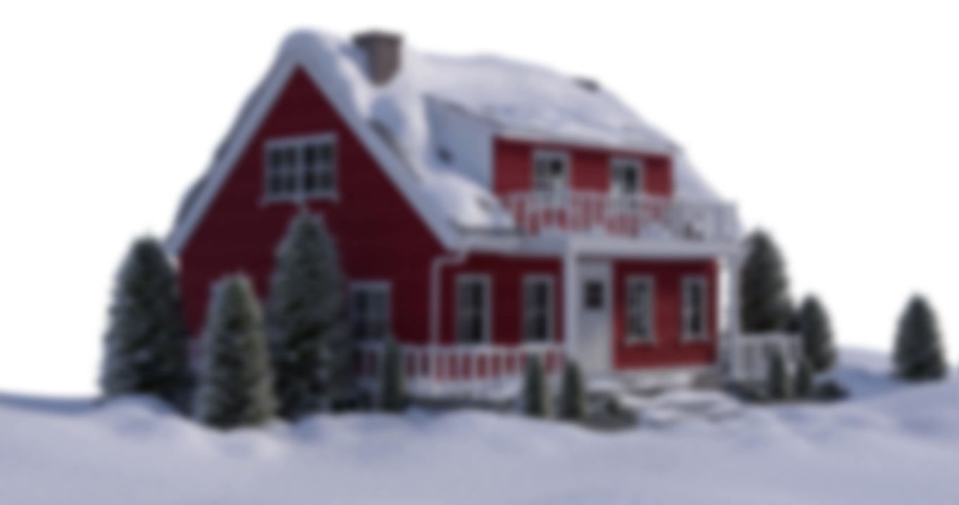 Animation of red pattern moving over out of focus house in winter