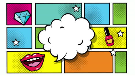 expression speech bubble with bundle of elements pop art style