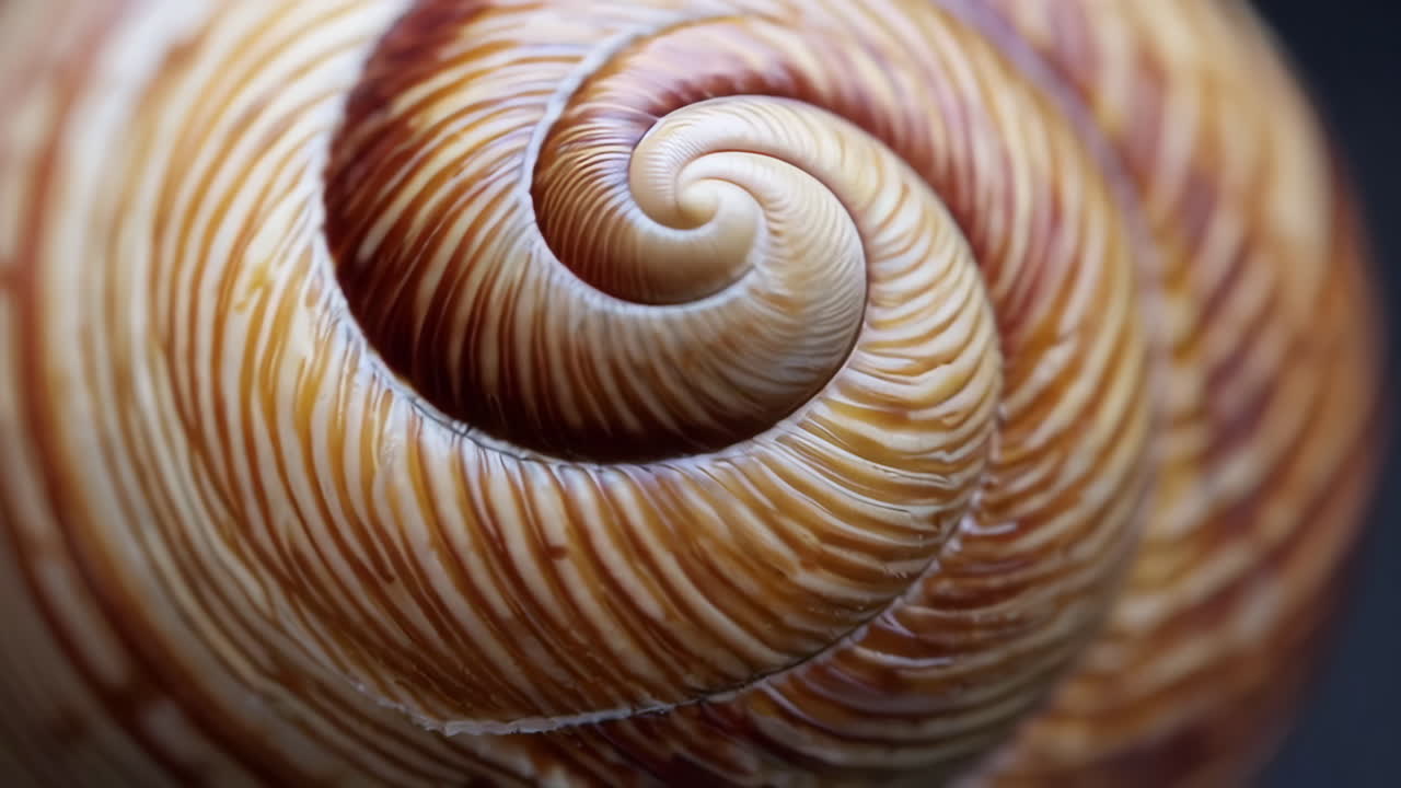 Close-up of a Snail Shell's Spiral Pattern and Texture
