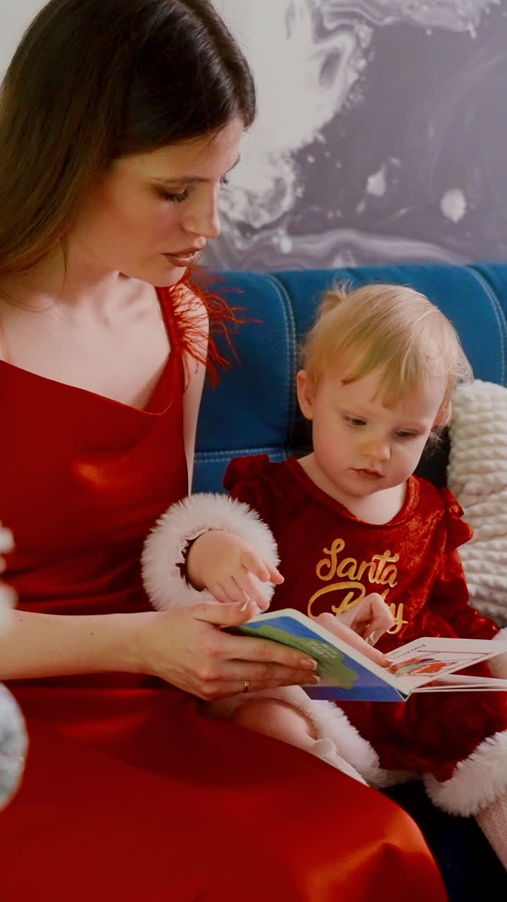 A Heartwarming Moment of Bonding: A Mother Reading to Her Child in a Cozy Setting, Embodying the Essence of Family and Togetherness during a Winter Evening
