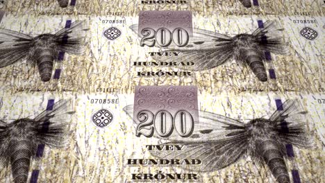 banknotes of two hundred faroese kronur of the faroe islands, cash money, loop