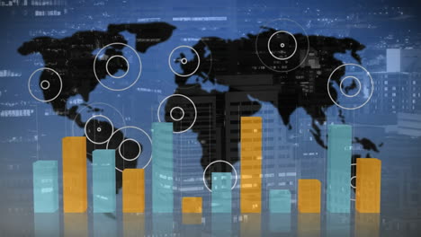 animation of world map and statistics with data processing