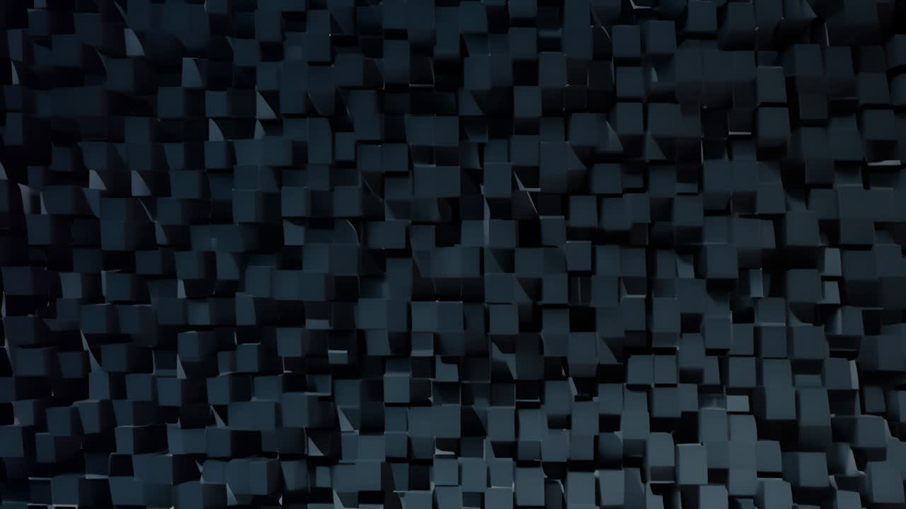 Animating dark geometric cubes forming dynamic pattern