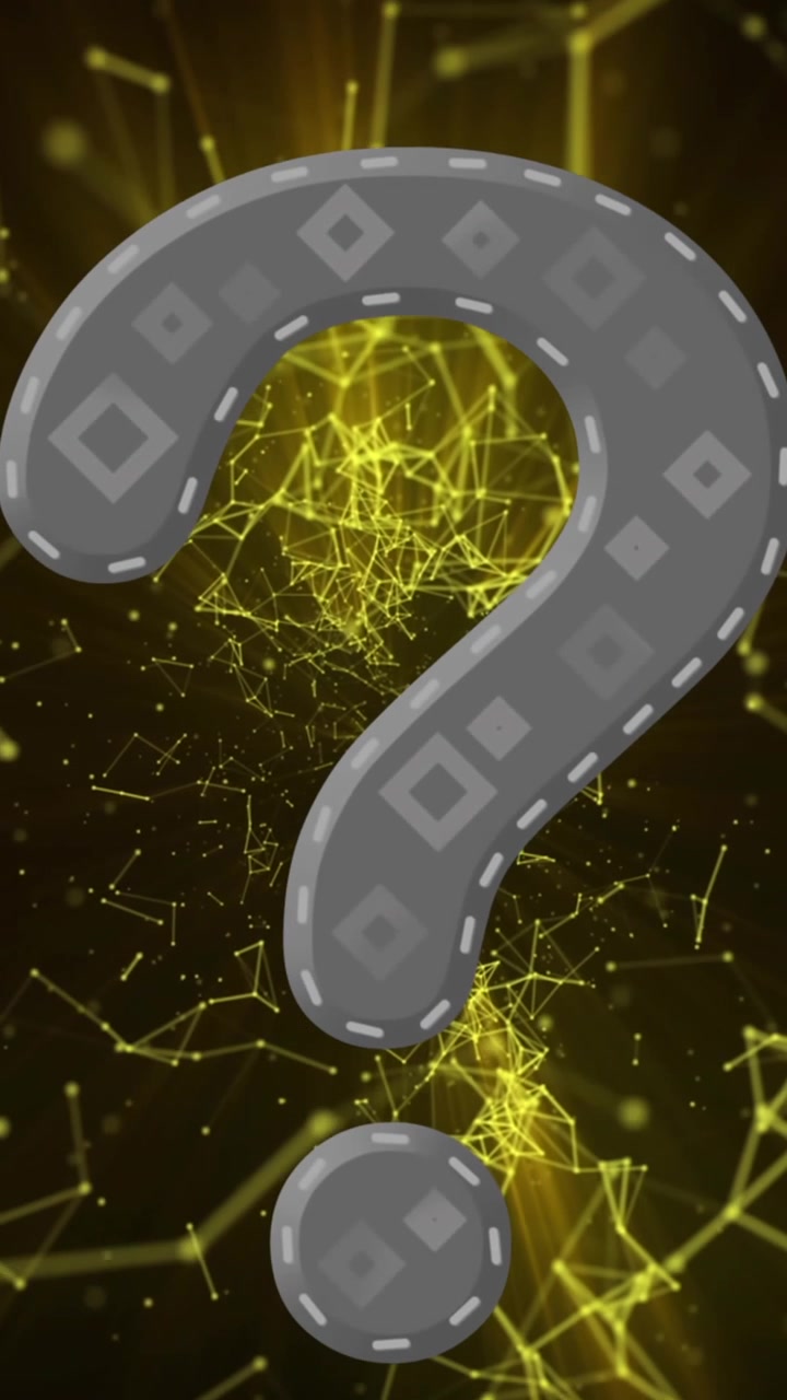 Un'animazione digitale di un simbolo di punto interrogativo su sfondo nero