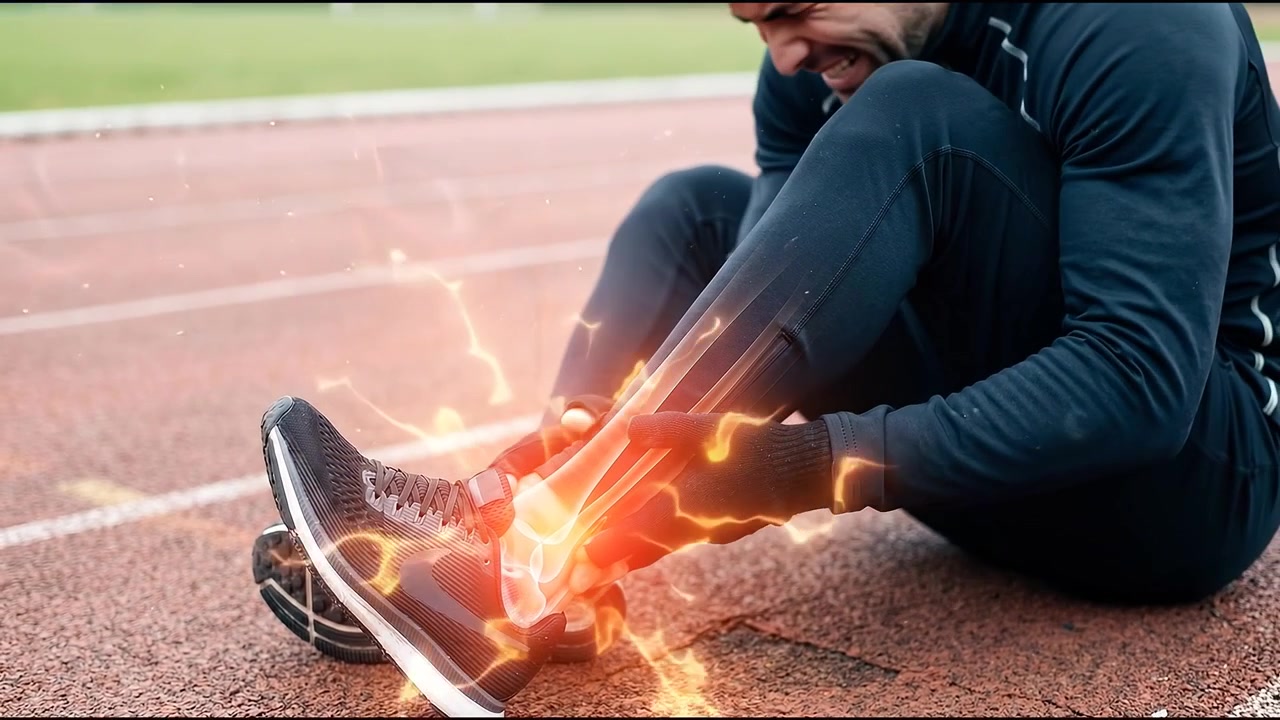Runner Suffering From Ankle Injury on Running Track
