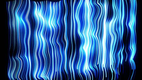 fondo de bucle 3d abstracto con partículas de brillo azul forman líneas curvas y líneas forman la estructura de la superficie en el espacio 3d. bucle vj festivo con partículas. fondo de diseño de movimiento