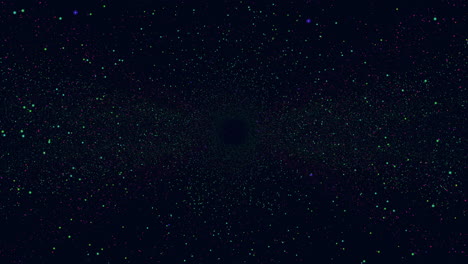 volando pequeños círculos de neón en la galaxia oscura