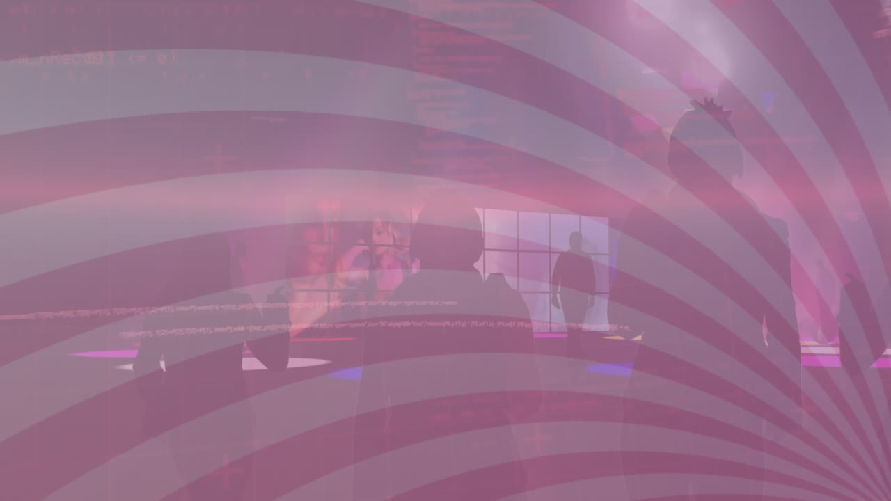 디스코에서 춤추는 사람들 위에 줄무의 애니메이션