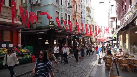 crowded street scene in istanbul, turkey