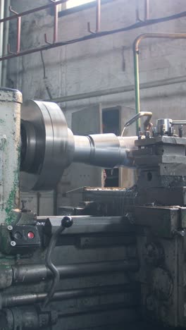 metal lathe in operation