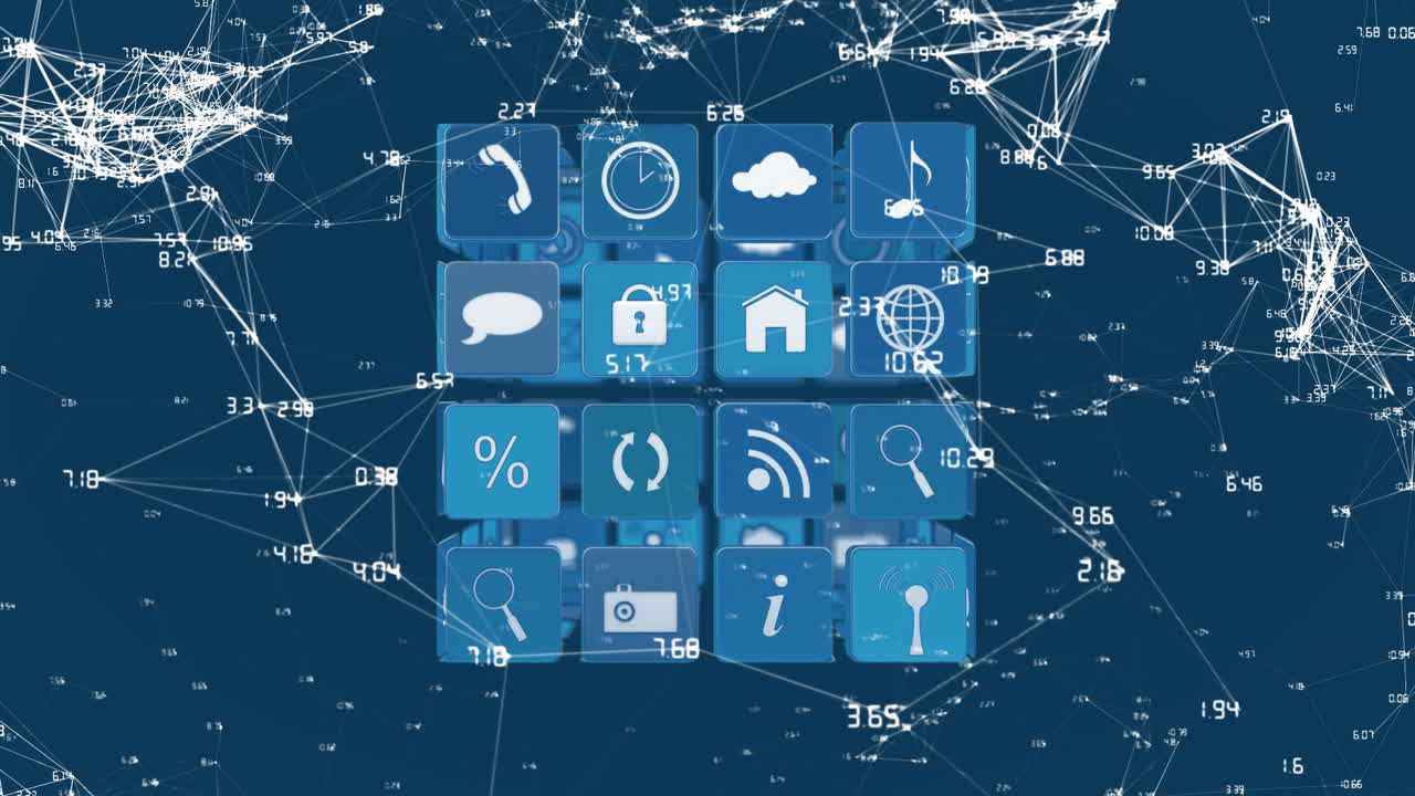 Internet icons with connected lines