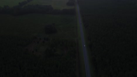 drone flight over a country backroad in florida