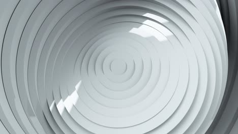 patrón abstracto de círculos con el efecto de desplazamiento y rotación. animación de anillos limpios blancos. superficie reflectante. fondo abstracto para presentación de negocios. bucle sin costuras 4k 3d render